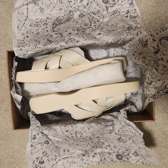 Anthropologie Pilcro Cream Colored Slides/Sandals NIB sz 38/Leather NEW IN BOX ❤ - Picture 5 of 5